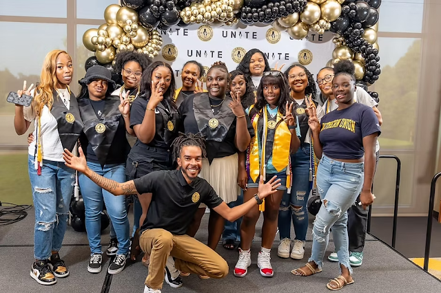 Group of students with Unite founder