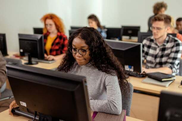 Students taking a test online