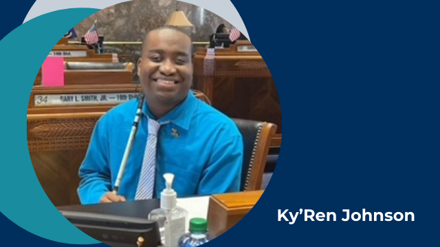 Ky'Ren Johnson sitting at a desk.