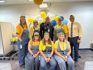 The faculty and NPHS dressed up as minions
