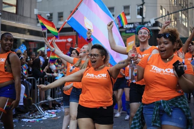 The Trevor Project during a Pride parade Image: The Trevor Project during a Pride parade