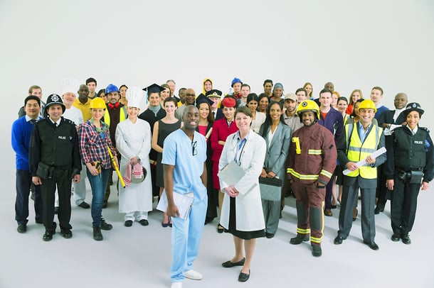 group of workers from various professions