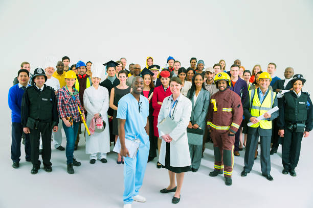 group of workers from different professions